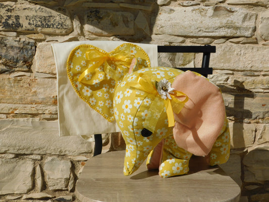 Yellow elephant and tote bag