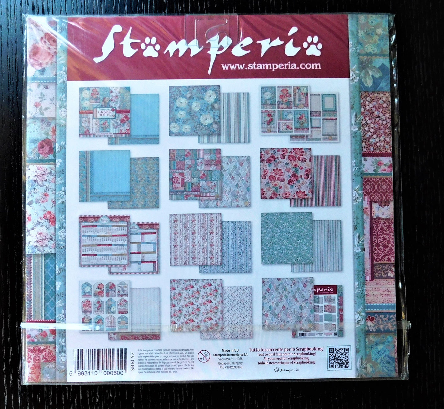 Stamperia Grand Hotel paper set with various patterns.