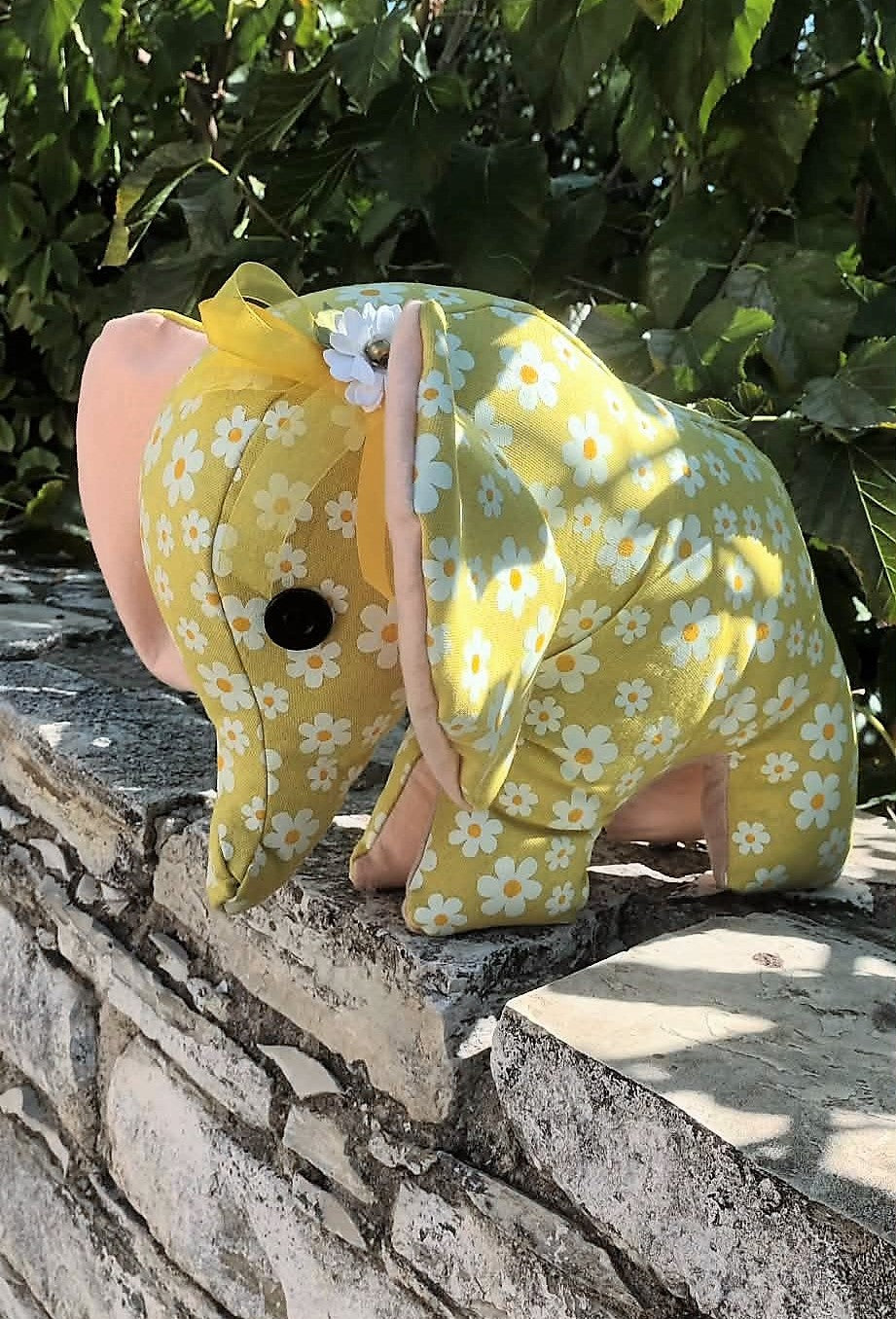 yellow nursery fabric elephant toy