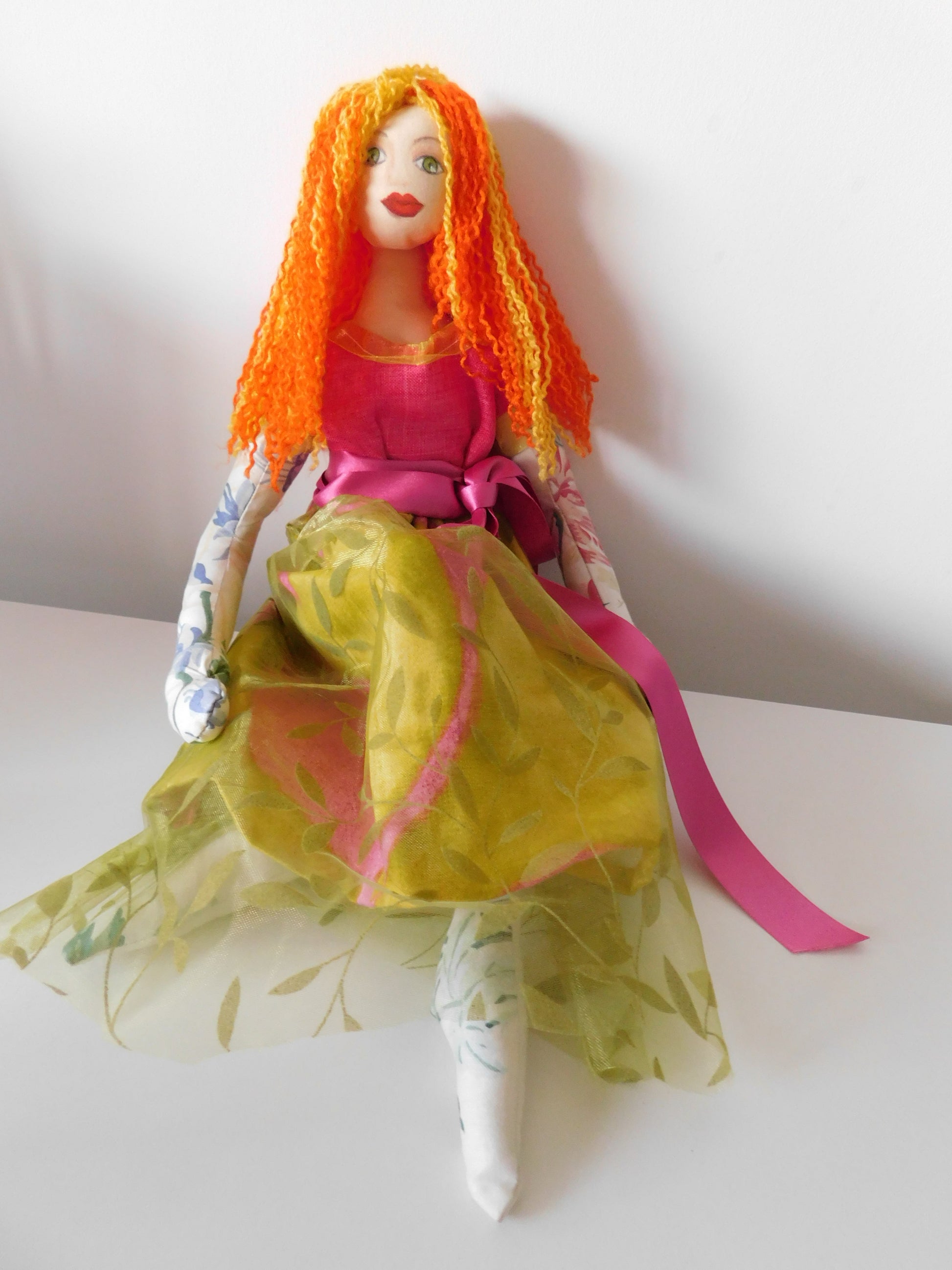 fabric doll with orange hair