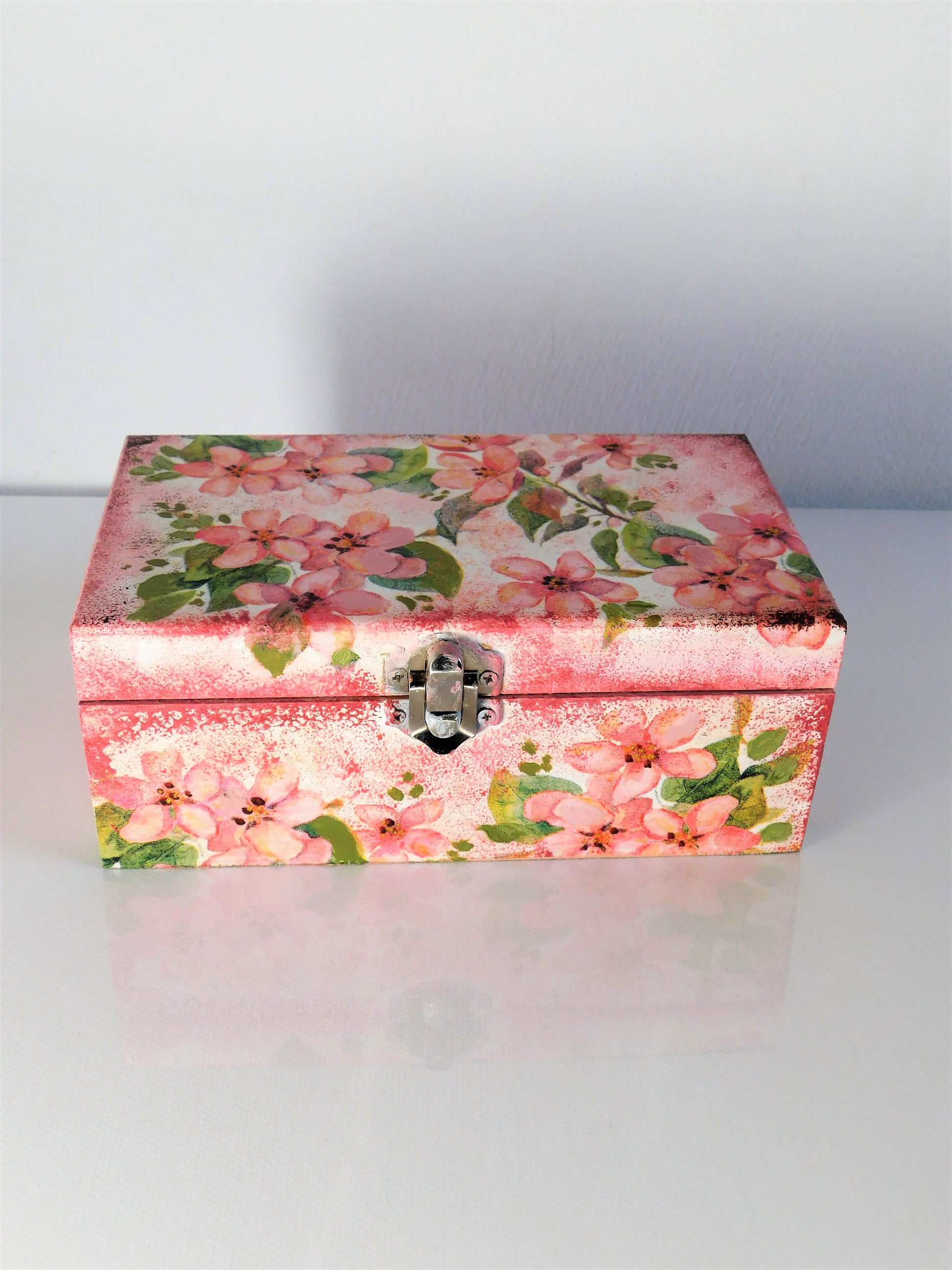 small handcrafted wooden box with beauty products a perfect gift idea for ladies