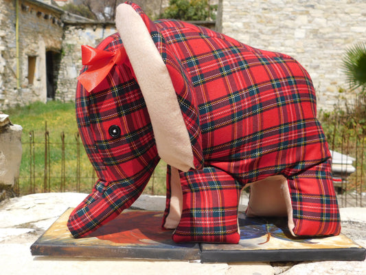 scottish pattern frabric soft toy elephant