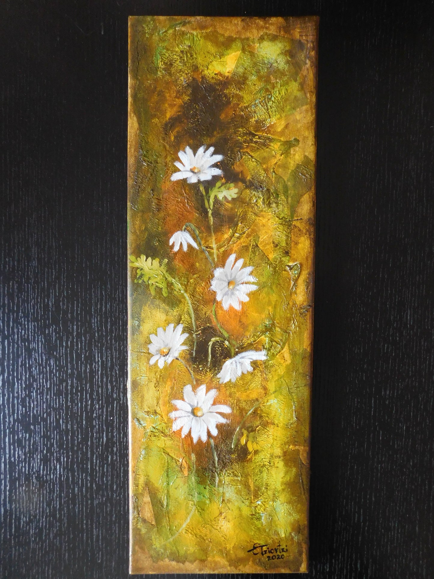 "Daisies", mixed media on canvas