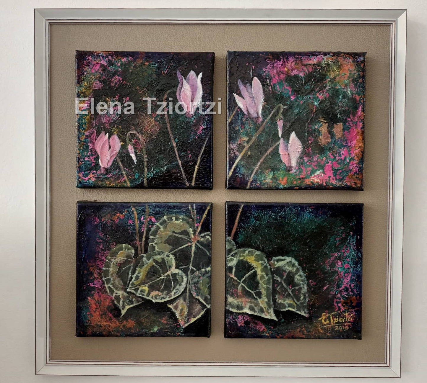 "Cyclamen puzzle"  mixed media