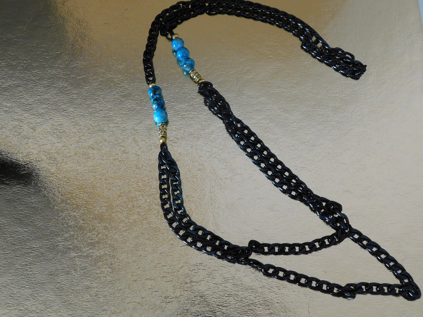 Blue and Black Jewelry Set