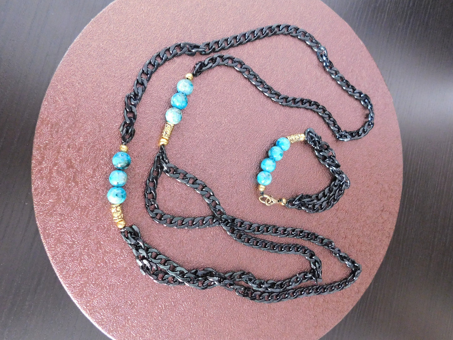 Blue and Black Jewelry Set