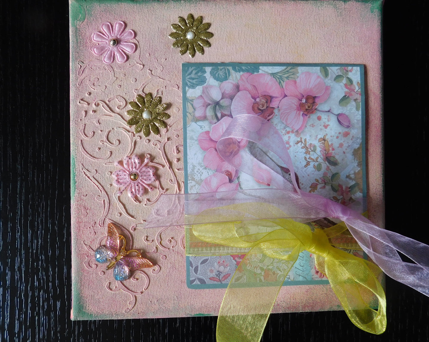 The Pink Flowers Canvas Card