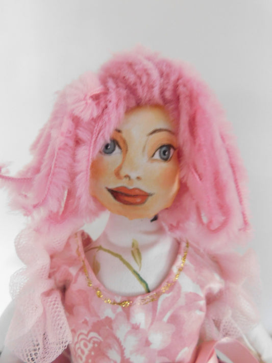 unusual and unique handmade fabric doll for collectors