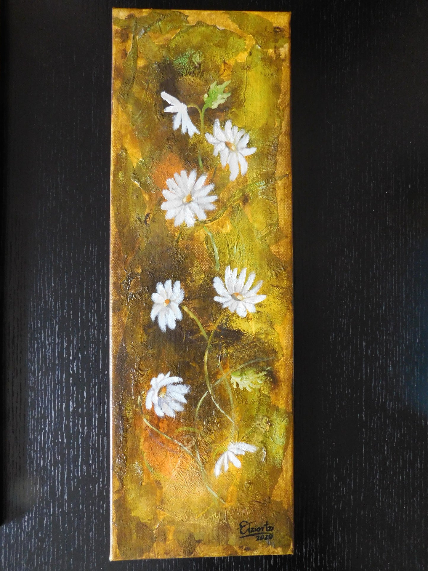 "Daisies", mixed media on canvas